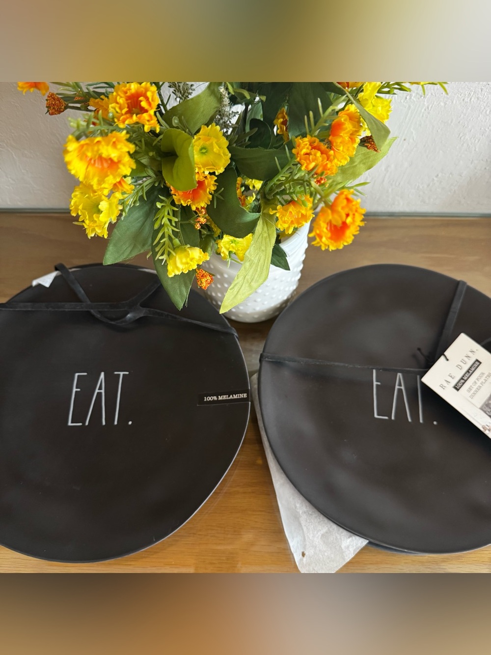 NEW Rae Dunn Black 'EAT.' Dinner Plates  (set of 8)